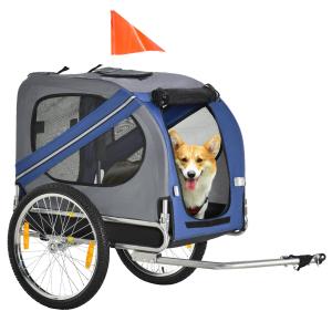 Cykelvagn för Hundtransport Rymlig Hundkärra med Regnskydd och God Ventilation Blå 130 X 73 X 90 Cm
