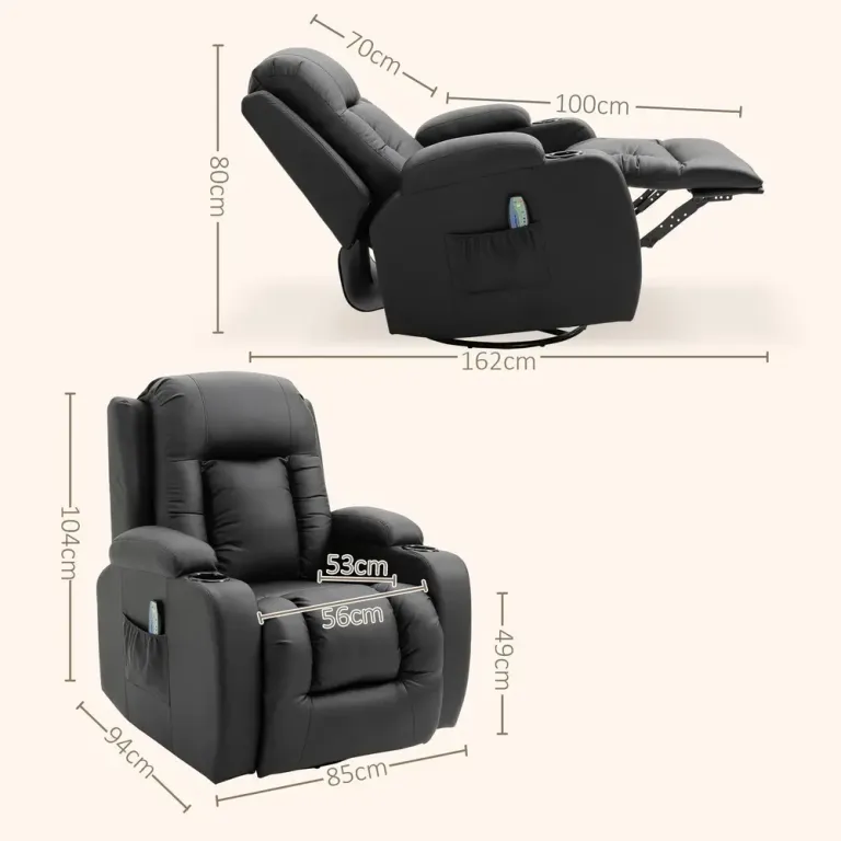 Massagestol TV-Stol Svart av Konstläder och Metall