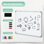 Whiteboard, Magnettavla, med Tillbehör, 4 Pennor, 1 Svamp, 10 Magneter, Vit + Silver