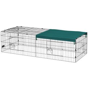 Smådjurshage för Kaniner och Marsvin med Nätväggar och Säker Konstruktion för Utomhusbruk Hållbar och Stabil Grön och Svart Metall 185 x 75 x 50 cm