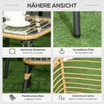 Loungegrupp i Konstrotting 4 Delar, Modern Utemöbel med Soffa och Fåtöljer, Inkluderar Dynor i Boho-Stil, Sand/Mörkgrå