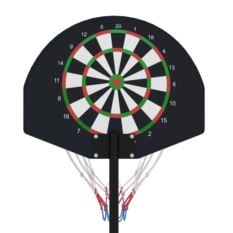 Basketkorg Basketstativ Svart Röd av Metall 129-179 cm
