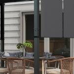 Gazebo Pergola Mörkgrå av Stål och Polyester för Trädgård och Terrass Paviljong med Sidovägg och Altantak Väderbeständig 3,5 x 3 m