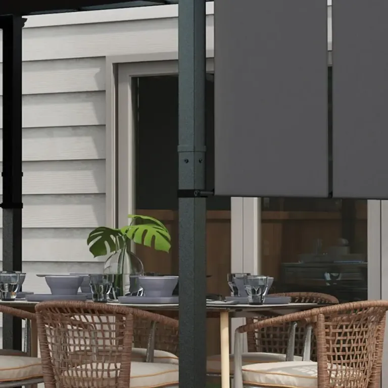 Gazebo Pergola Mörkgrå av Stål och Polyester 3,5 x 3 m