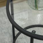 Sidobord Soffbord Svart av Metall och Glas för Vardagsrum Runt Bord med Glasbordsskiva Ø 48 x 54,7 cm