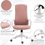 Kontorsstol Skrivbordsstol Rosa av Tyg och Metall för Kontor och Hemmakontor Ergonomisk Höj och Sänkbar med Justerbart Ryggstöd 110-119,5 cm