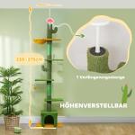 Klösträd Takhög Grön av Sisal och Plysch för Katter Skrapstolpe med Kattgrotta och Spetsskydd 230-275 cm