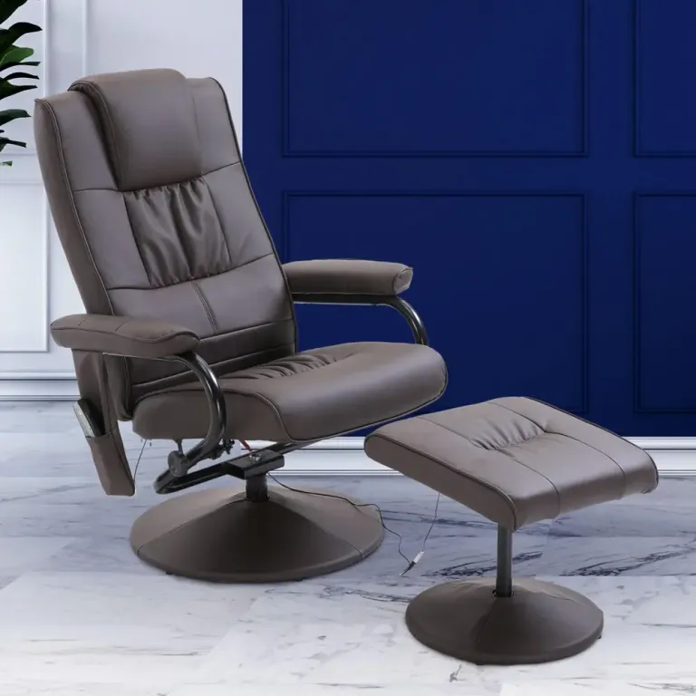 Massagestol TV-Stol Brun av Konstläder och Metall Elektrisk