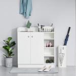Skoskåp Skoställ Vit av Trä för Hall Byrå med 2 Dörrar och 4 Fack Platsbesparande Modern 83 x 30 x 90 cm