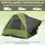 Campingtält Biltält 4-5 Personer 300 X 300 X 230 Cm Glasfiber och Polyester för Utomhusäventyr Grön