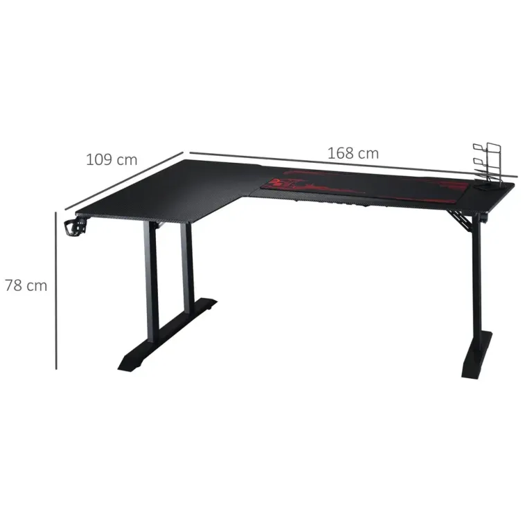 L-format Spelbord och Skrivbord 168 x 109 x 78 cm