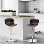 Köksbarstol 2-Pack Höj- och Sänkbar Vridbar med Fot- och Ryggstöd Konstläder upp till 120 Kg Svart 46 X 53,5 X 85-106 Cm