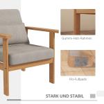 Klädd Stol Accentstol Grå av Tyg och Trä för Vardagsrum och Sovrum Bekväm Stol med Armstöd Moderna Träben 70 x 72 x 76 cm