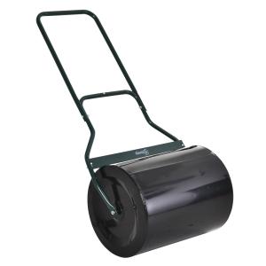 Gräsmattrulle U-Handtag Trädgårdsrulle 40 Cm Diameter 60 L Vattensandfyllning Metall för Perfekt Gräsmatta Svart 57 X 40 X 123 Cm