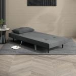 Sovstol Bäddfåtölj Mörkgrå av Sammet och Metall för Gäster Bekväm Enkelsoffa med Sängfunktion och Kuddar 77 x 88 x 83 cm