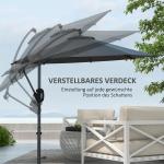 Fribärande Paraply Uteplatsparaply Grå av Polyester och Metall för Trädgård Vev och Korsfot med Ventilerat Tak Ø 293 x 260 cm