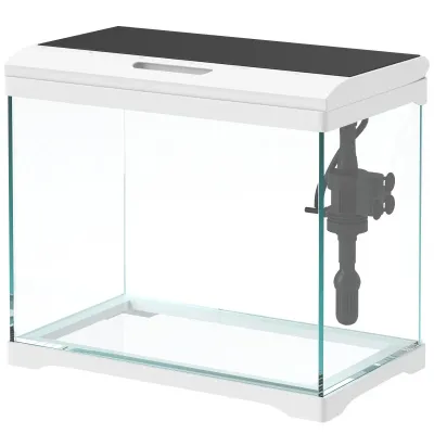 Akvarium Fisktank med Filtersystem Vit av Glas för Tropiska