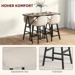 5-delat Barset med 4 Stolar, Knappsydd, Tjock Klädsel, Linnelook, Beige