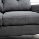 Hörnsoffa L-Form Grå av Linnelook och Trä för Vardagsrum 3-Sits Soffa med Schäslong Modern Design Bekväm 93 x 136 x 85 cm