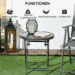 Sidobord Fällbord Litet Campingbord Svart av Glas och Metall för Balkong och Terrass Runt Soffbord 45 x 45 x 50 cm