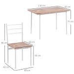 Matgrupp Matbordsset Brun av Stål och MDF för Kök 5 Delar med Matbord och 4 Köksstolar Platsbesparande
