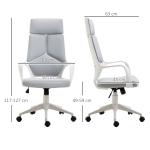 Kontorsstol Ergonomisk Grå Vit Nät för Skrivbord och Kontor med Justerbar Höjd och Hjul för Arbetsplats och Hem