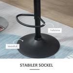 Barstolar i Konstläder 2-Pack, Snurrbara Köksstolar med Ryggstöd, Justerbar Höjd och Bekväm Sits, Svart, 51,5 x 57,5 x 93-114,5 cm