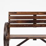 Trädgårdsbänk 2-Sits Träbänk Brun av Gran för Trädgård och Uteplats Lantlig Stil med Vagnshjulsarmstöd Robust 105,5 x 56 x 79 cm