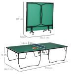 Bordtennisbord Pingisbord Grön av Stål och MDF för Inomhusbruk Hopfällbart med Hjul inklusive 2 Racketar och 3 Bollar Spelset Rolig Aktivitet