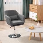 Arbetspall Snurrstol Kontorsstol Höjdjusterbar Linnelook Polyester och Stål Mörkgrå 57 X 57 X 77,5-87 Cm