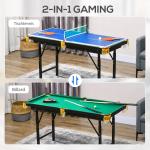 Spelbord Multispelbord Grön av Stål och MDF för Barn och Vuxna 2-i-1 Bordtennis och Biljard Multifunktionell 140 x 63 x 60-80 cm