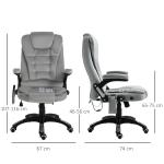 Massagekontorsstol Ergonomisk Höj- och Sänkbar PU-Hjul för Bekvämt Arbete och Avkoppling Grå