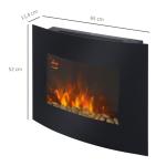 Elektrisk Väggspis med Platt Glaspanel Energisnål LED-Teknik Justerbar Ljusstyrka och Värme Svart 65 X 11,4 X 52 Cm 900/1800 W