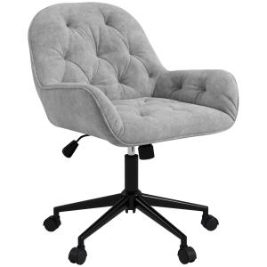 Snurrstol Arbetsstol Ljusgrå av Sammetslook och Metall för Vardagsrum och Kontor Höj och Sänkbar Ergonomisk
