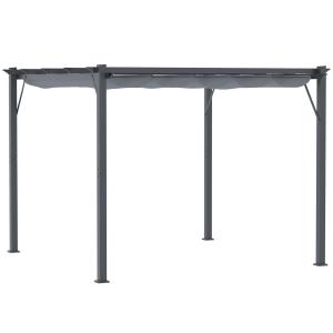 Pergola med Skjutbart Tak, Modern Trädgårdspaviljong i Aluminium, Justerbart Solskydd för Uteplatsen, Kolgrå, 3 x 3 m