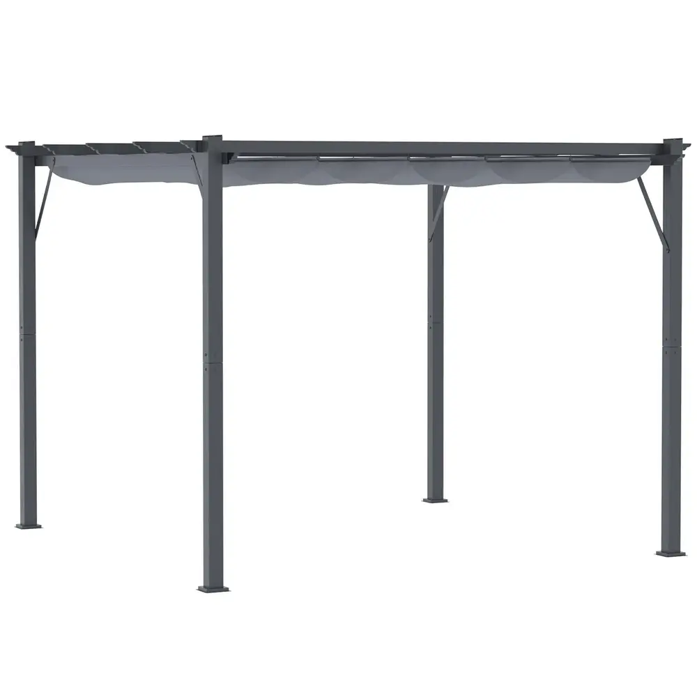 Pergola med Skjutbart Tak Trädgårdspaviljong i 3 x 3 M