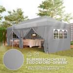 Pop up Paviljong med Fönster och Dragkedja samt Sidoväggar för Trädgård Hållbar och Stabil Grå Polyester med UV-skydd 6 x 3 m