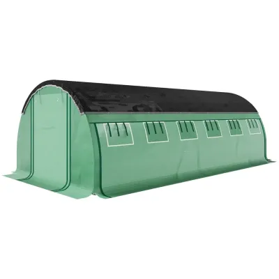 Växthus Filmtunnel 12 Fönster Grön av PE 6 x 3 x 2 m