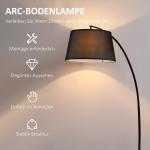Båglampa Golvlampa Modern Båglampa Svart av Metall och Linne för Vardagsrum och Sovrum Elegant Lampa