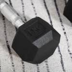 Hexagon Hantlar 2-Pack i Gjutjärn, Gummerade Vikter med Räfflat Grepp, Ergonomiska Hantlar för Styrketräning Hemma, Svart, 2 x 5 kg