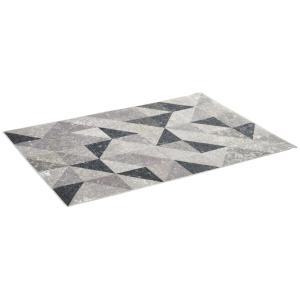 Modern Matta med Geometriskt Mönster, Mjuk Vardagsmatta i Fleece, Stilren Inredning för Vardagsrum och Kök, Grå/Svart/Vit, 170 x 120 cm