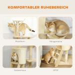 Klösträd Stabil Beige Sisal för Katter med Grotta och Leksaker Trappa Stor Plattform Klöspelare Mjuk Plysch 5 kg