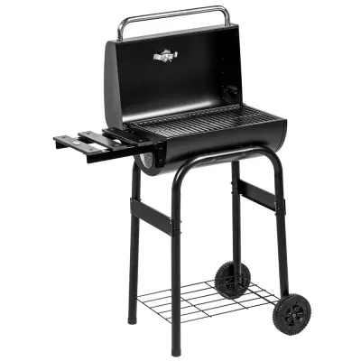 Kolgrill Bbq Grill Svart av Rostfritt Stål Grillvagn