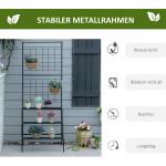 Blomtrappa i Metall med 3 Hyllor, Dekorativ Växtstege för Inomhus och Utomhus, Platsbesparande Blomställning, Svart, 60,5 x 59,5 x 95,5 cm
