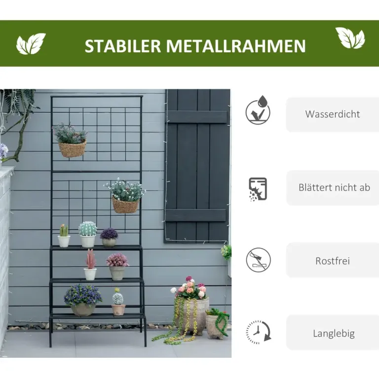Blomtrappa i Metall 3 Hyllor 60,5 x 59,5 x 95,5 cm
