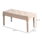 Klädd Bänk Hallbänk Beige av Tyg med Linnelook för Hall och Vardagsrum Vintage Bänk med Knappar Lastkapacitet upp till 120 kg 80 x 40 x 43 cm
