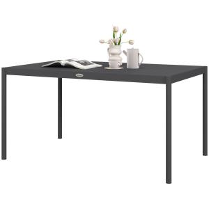 Trädgårdsbord Uteplatsbord Mörkgrå av Aluminium för Trädgårdsterrass Matbord för 6 Personer Robust Balkongbord 145 x 90 x 74 cm