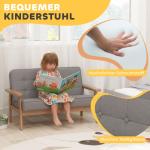 Barnfåtölj Sammet Grå Trä och Tyg för Barnrum Bekväm Barnsoffa med Stoppning och Armstöd för Barn 3–15 År Mjuk Design