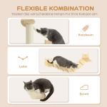 Kattklättervägg Kattmöbel Natur av Furu för Katter upp till 5 kg 3 Delar Väggmonterad Skrapstolpe med Stege