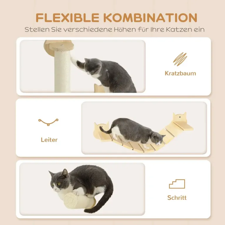 Kattklättervägg Kattmöbel Natur av Furu för Katter